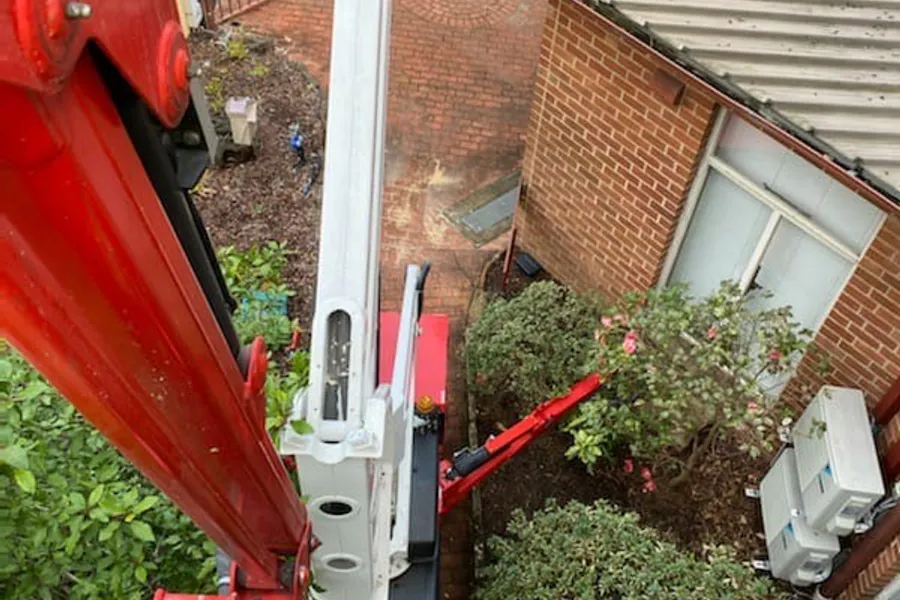 Spider lift operating in a restricted access area